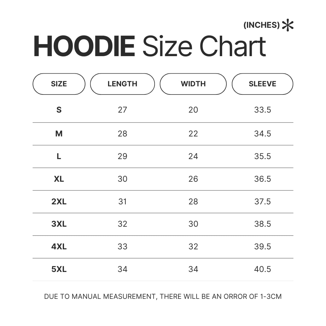 Hoodie Size Chart - My Little Pony Merch