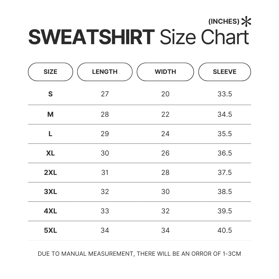 Sweatshirt Size Chart - My Little Pony Merch