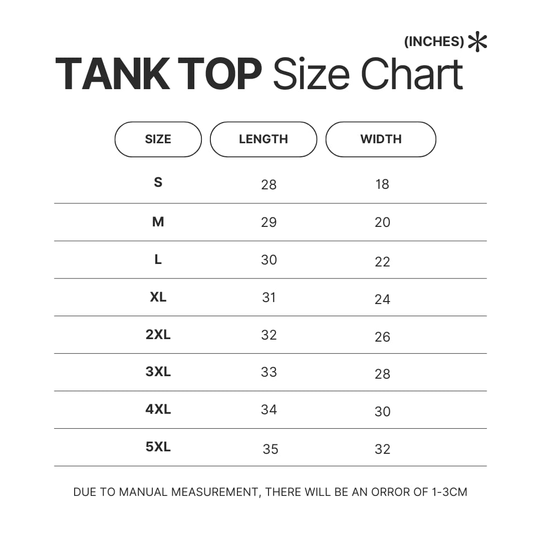 Tank Top Size Chart - My Little Pony Merch