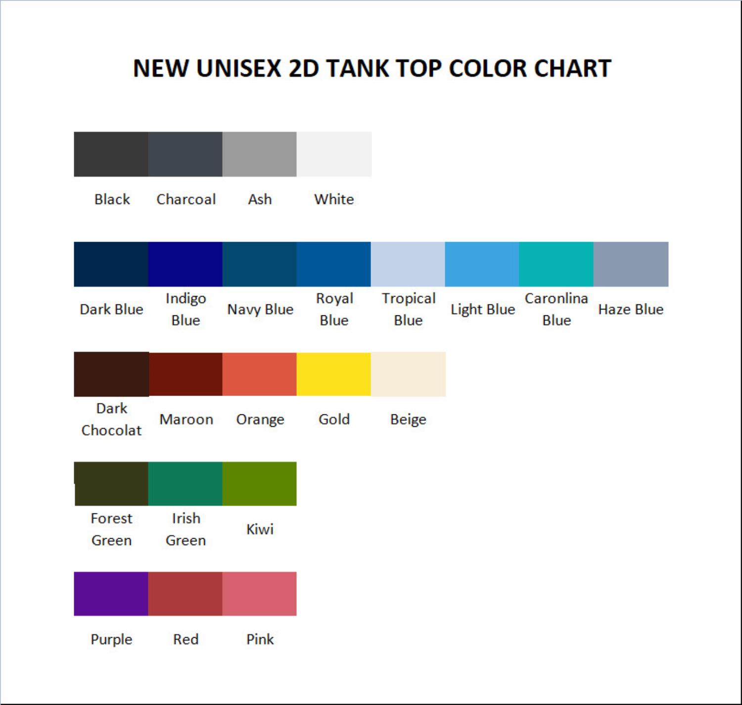 tank top color chart - My Little Pony Merch