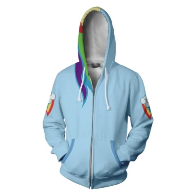 Rainbow Dash 3D Zipped Hoodie