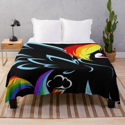 Rainbow Dash Black Throw Blanket