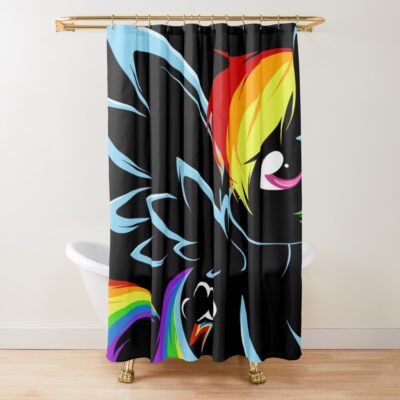 Rainbow Dash Black Shower Curtain