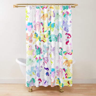 Ponies And Bushwoolies And Flowers Shower Curtain