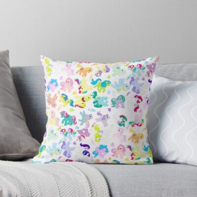 Ponies And Bushwoolies And Flowers Throw Pillow